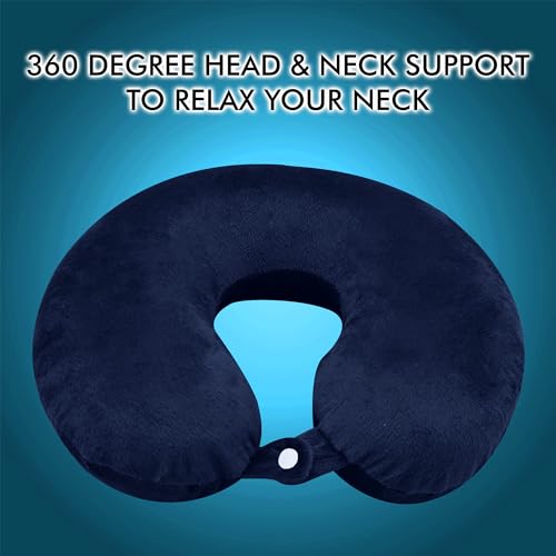 Image of Billebon Premium Neck Pillow Eye Mask Combo Airplane Travel Pillow with Comfortable Velvet Sleeping Eyemask Head Rest Pillow & 30 Years Warranty