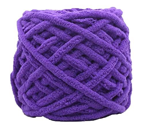 Image of Super Thick Fluffy Jumbo Polyester Baby Blanket Chenille Yarn For Knitting,Crochet&Home Decor Projects,Afghans,Throw Pillows,Cushions&Blankets -100 Gms 6Mm Thickness Colour Purple