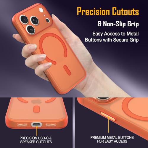 Image of ZAP CASE Paper Thin Case for iPhone 17 Pro | Ultra-Slim 0.5 mm Back Cover | Metal Buttons | Lightweight | Matte Finish | Anti-Fingerprint | Scratch Resistant | Camera Protection | Magsafe | Orange