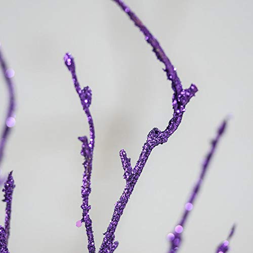 Factory Direct Craft Pack of 12 Purple Glittery Artificial Twig Branches Purple Glitter Covered Stems for Christmas Holiday Decorations Centerpieces Christmas Trees and Floral Arrangements