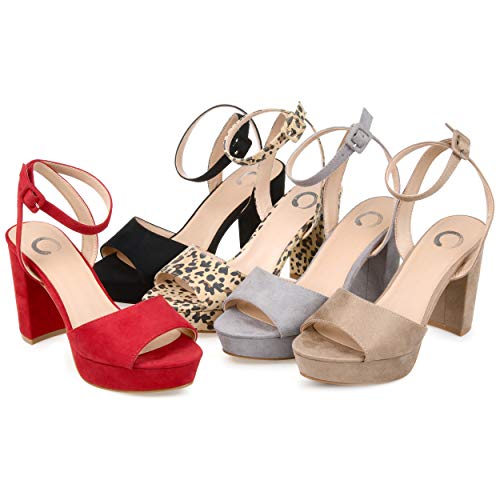 Journee Collection Womens Nairri Open Toe Pumps With Platform Block Heel And Buckle Strap, Black, 9 #TOP6