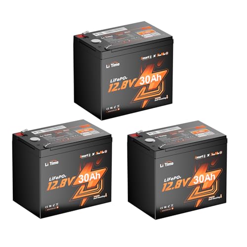 Image of Litime 12V 30Ah Ice Fishing & Portable Bluetooth LiFePO4 Battery, 12 Volt Mini Self-Heating Lithium Battery, 4000+ Deep Cycle, Built-in BMS, Low-Temp Protection for Fish Finder, Kayak, Camping 3Pack