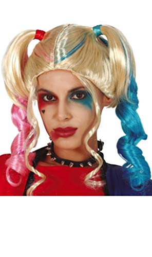 FIESTAS GUIRCA | Peluca Coletas para Mujer (Talla Única) - Accesorio de Disfraz Temático de Superhéroes y Villanos, Mr. Smile, Halloween y Fiestas - Ideal para Adultos - Amarillo y Multicolor