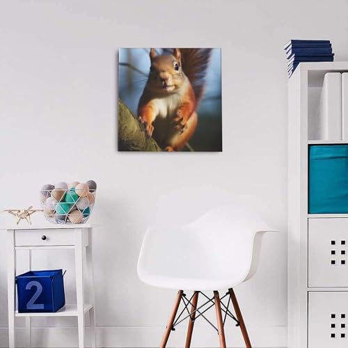 Toile murale écureuil design poétique - Tableau nature douceur maison
