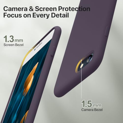 Image of Miracase Ultra Slim Designed for iPhone SE Case 2022(3rd Gen) /iPhone SE 2020 Case(2nd Gen) /iPhone 7 Case /iPhone 8 Case with Screen Protector, Multi-Color Silicone Shockproof Phone Case Dark Purple