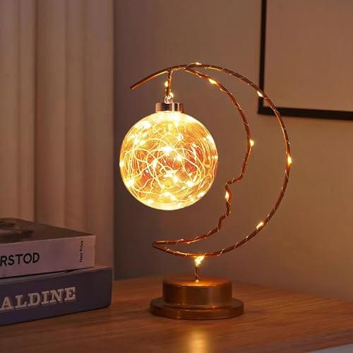 buywin LED Lunar Lamps Enchanted Lunar Lamp Moon Shaped Table Lamps, Crescent Night Light Magic Hanging Moon Lamp Decor, Home Bedroom Desktop Nightstand Decorative Gift(Thin Moon)