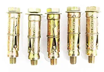 Anchor Fasteners,Size 8 mm X 50mm, Pack of 10 PCS (Gold)