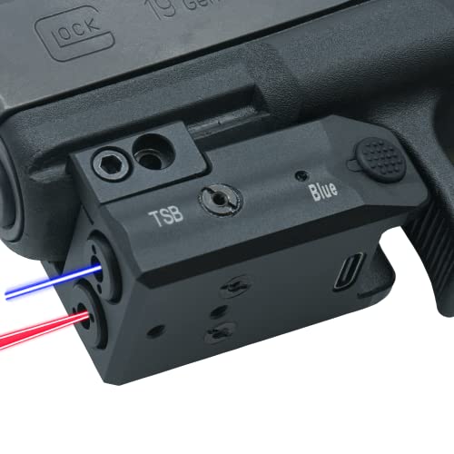 HiLight TSB Circular Red Laser and Blue Laser Sight, Adjustable Compact Tactical Laser Sights, Hard Anodized Aluminum USB-C Rechargeable Battery, Low Profile Green Blue Beam for Handguns with a Rail