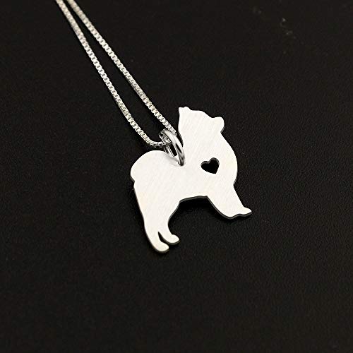 Pomeranian necklace sterling silver dog breeds pendant w/Heart - Love Pet Jewelry personalized Women Best Cute Gift, Memorial Gift Engravable