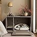 BKNROIHB Cat Litter Box Enclosure with Top Side Fence - Hidden Furniture, Wooden Pet House End Table, Storage Cabinet Bench for Living Room(Gray)