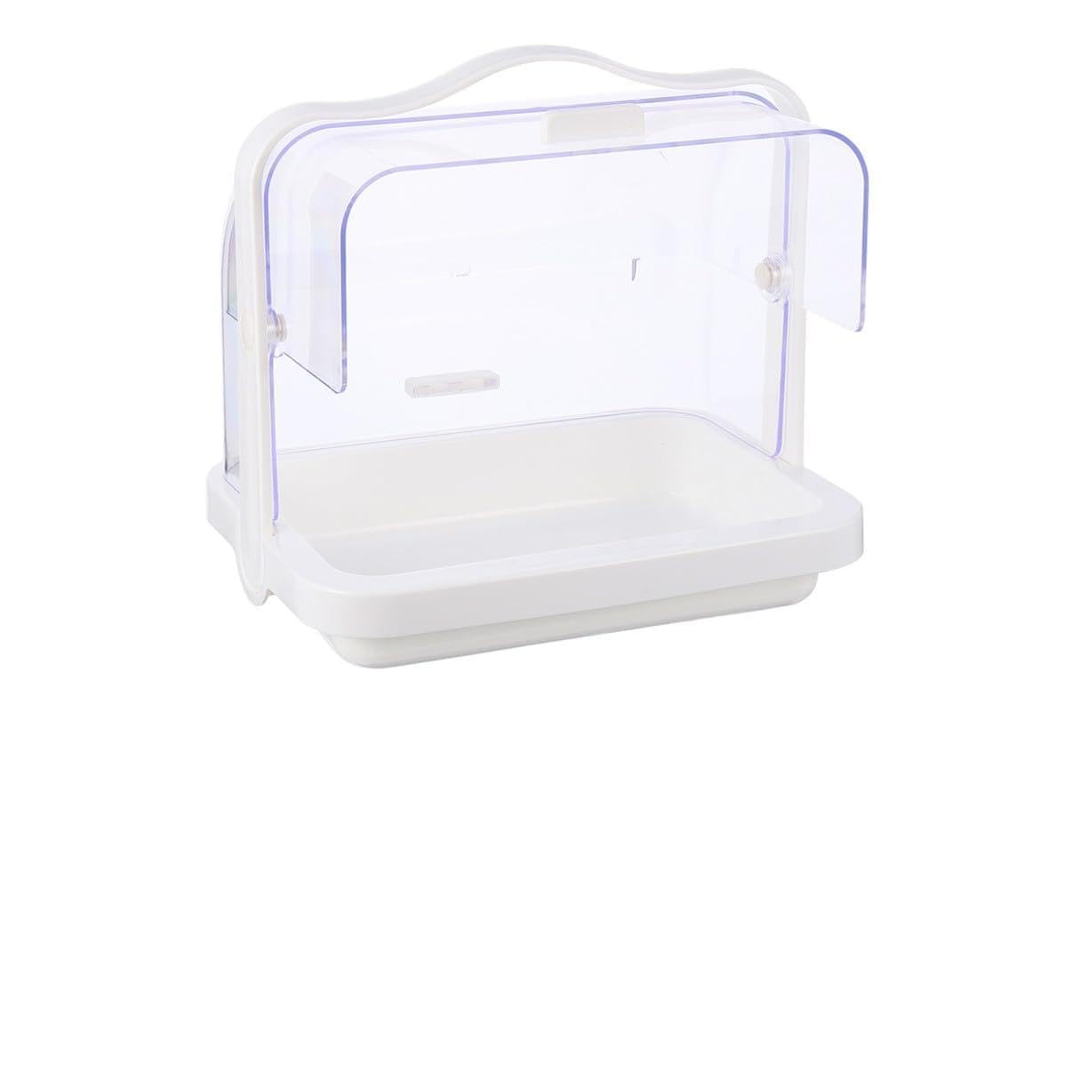 Présentoir à gâteaux plastique blanc double ouverture anti-poussière