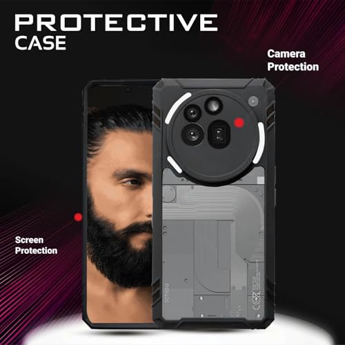 Image of WOW IMAGINE Shock Proof Clear Back Case Mobile Cover for Nothing Phone 3a Pro (Hard | Hybrid PC + TPU | Full Armour Device & Camera Protection | Earthy Black)