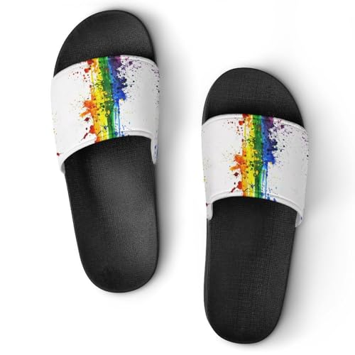 Pantoufles à encre arc-en-ciel avec semelle antidérapante en 43