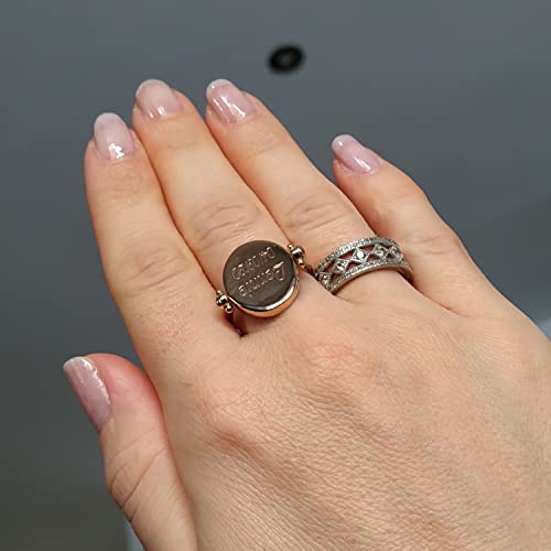Bague gravée plaqué or cadeau idéal réversible avec émail noir - 4