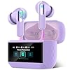 Auriculares Inalámbricos con Pantalla Táctil LED, 2025 Auriculares Bluetooth 5.4 HiFi Estéreo con HD Mic,48H Cascos Inalambrico con Reducción de Ruido ANC+ENC,5 Modos EQ,IP7 Impermeable,Morado ciruela