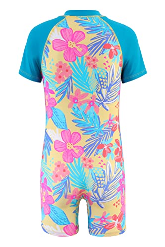 Image of Girls One Piece Rash Guard Swimsuits for Kids UPF 50+ Sun Protection Short Sleeve Swim Shirt
