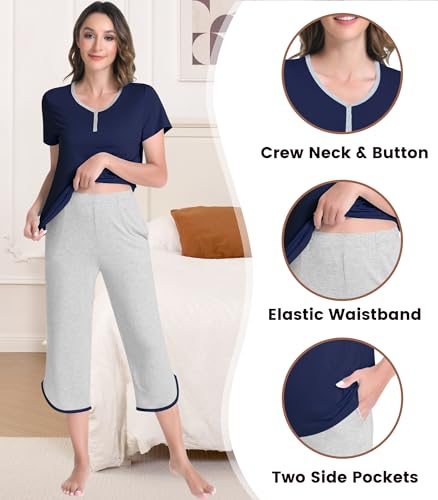 Image of NACHILA Bamboo Viscose Pajamas for Women Pleated Ruffle Tank Top Pjs Set