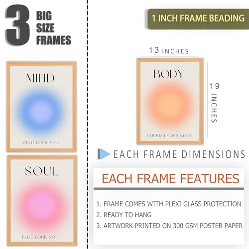 Image of Gamya Spiritual Big Aesthetic Framed Meditation Affirmation Motivational Posters For Living Room, Bedroom Office Wall Decor, Dopamine art /Girls Boys Gift Item (13x19 Inches) (MBS Trio)
