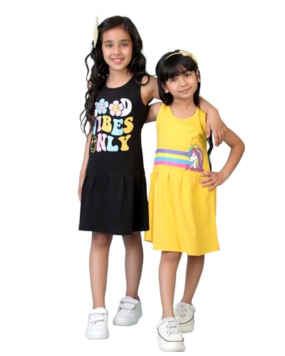 Image of Kuchipoo Girls Regular Fit Cotton Frocks - Pack of 2