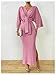 Floerns Women's Elegant V Neck Tie Front Bodycon Dress Dolman Sleeve Slit Long Dresses Pink Medium