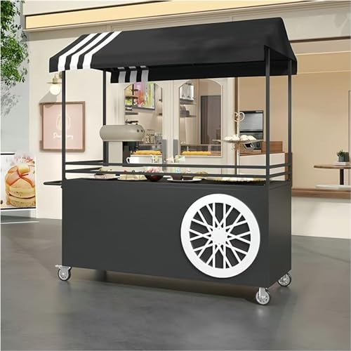 Carrito de comida móvil con toldo – Estante de concesión para mercado de agricultores y ventas callejeras