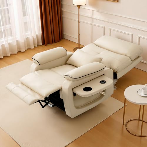 Dual Motor Power Lift Recliner Chair for Adult & Elderly, Infinite Position Lay Flat Lift Chair with Heat & Massage, Cup Holder, Lumbar Pillow, Wireless Charger, USB Ports, Leather (Beige) - Image 8