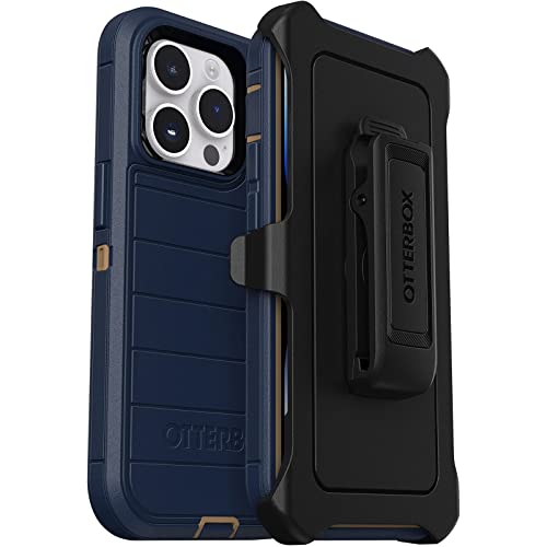 Coque iPhone 14 Pro OtterBox Defender Series avec clip holster protection anti-microbienne bleu