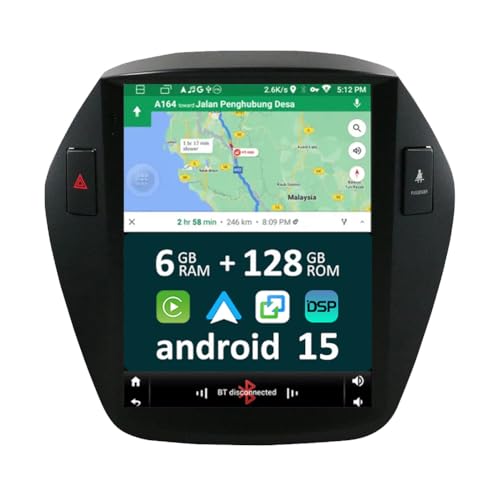 Autoradio Android 15 puissant 6G+128G avec écran tactile IPS et puce DSP intégrée