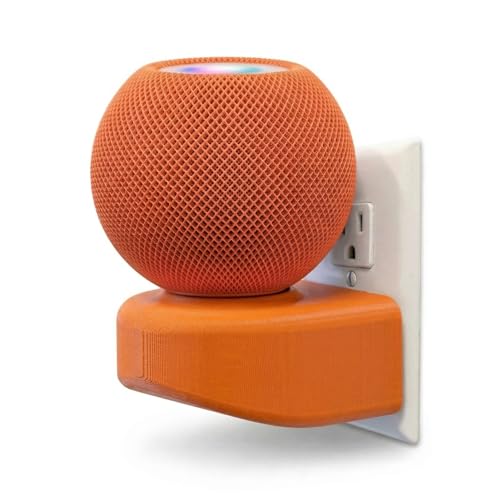 Youncewooder Wall Mount for HomePod Mini Outlet Shelf Holder with Cable Management Floating Wall Stand No Drill Easy Install Space Saving Speaker Mount for HomePod Mini (Orange)