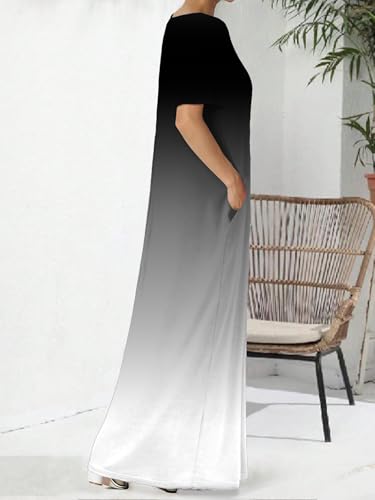Image of Nimsruc Women Summer Long Dress Casual Sexy Short Sleeve Loose Maxi Dresses for Women 2025