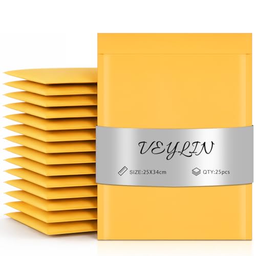 VEYLIN Padded Envelopes Bubble Mailers A3 A4 A5 A6 Postal Wrap Envelope Bags (25pcs 250x340mm)