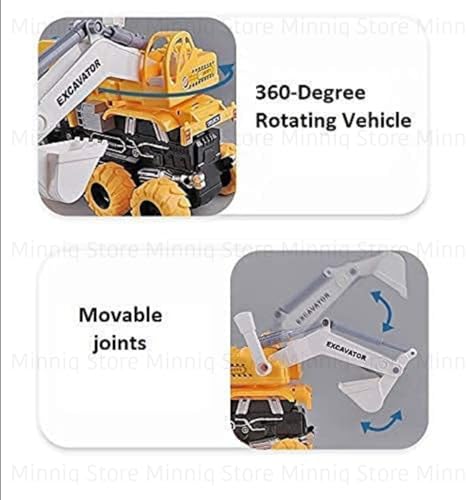 Image of Excavator 6x6 Truck with Lights and Sounds Friction Powered Trailer Model Diecast Truck Toys Best Birthday Gift for Kids (Excavator 6x6 Truck)