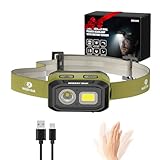 Mossy Oak 600 Lumens LED Headlamp, Dual Power Source, Motion Sensor Head Lamp with...