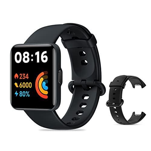 Xiaomi Redmi Watch Lite 2 スマートウォッチ - メンズスマートウォッチ超大型 1.55 インチクリアスクリーン、心拍数モニタリング、血中酸素検出、GPS、5 ATM、ブラック