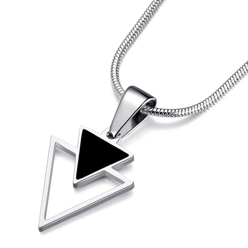 Triangle Necklace for Men and Women Geometric Pendant Necklace with 22 Inches Stainless Steel Snake Chain2
