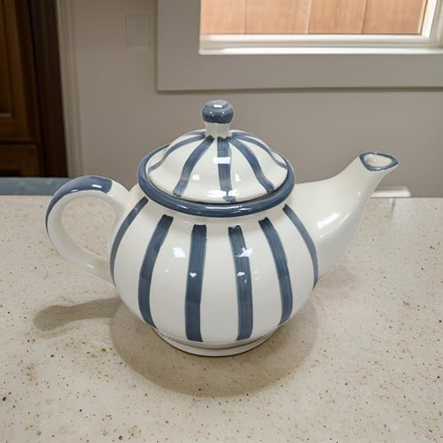 Image of Saras Aajeevika Handmade Ceramic Round Tea Pot Kettle -1000ml|Prefect for Serving Hot Soups Herbal Coffee Milk Teapot Sauce Boat Daily Use Home Kitchen Dining Table Decor Return Gift Items