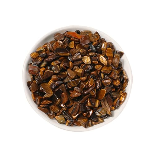 Erliway Natural Tiger's Eye Tumbled Chips Crushed Crystal Stone, 7-9mm