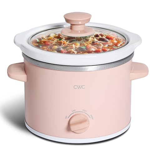 COOK WITH COLOR 2QT Mini Electric Round Slow Cooker - Adjustable Settings, Removable Stoneware Pot, Tempered Glass Lid, Dishwasher Safe, Cool-Touch Side Handles, Dusty Rose
