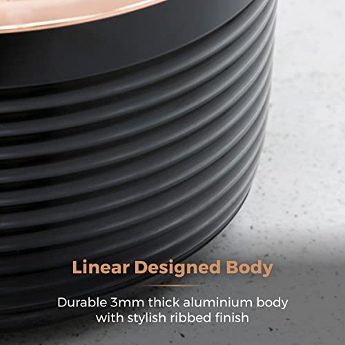Tower T800001RB Linear Non Stick Induction Saucepans Sets With Lids, Easy Clean, Black and Rose Gold, 3 Piece Set, 16/18/20 cm - Image 6