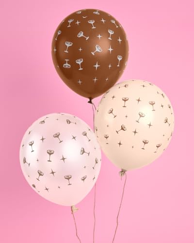 Image of xo, Fetti Brown Espresso Martini Latex Balloons - 24 pk, 12 inch | Tini Bit Older Birthday, Love Is Brewing Decorations, Party Decor, Coffee Cocktail Gifts, Bachelorette Supplies