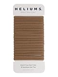 Heliums Light Brown Skinny Seamless 6mm Medium Hold Soft Nylon Fabric Rolled Ponytail Holders - 18...