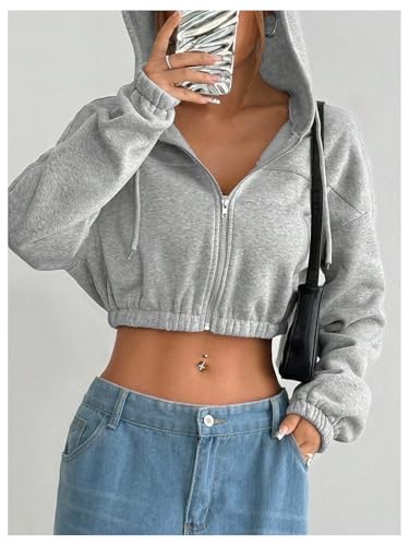 SHENHE Women's Cropped Zip Up Hoodie Jacket Athletic Workout Long Sleeve Sweatshirt Hoodies4