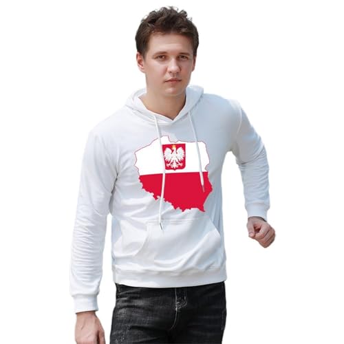 Flag Map of Poland Unisex Casual Hoodies Long Sleeve Lightweight Pullover Tops Loose Sweatshirt with Pocket4