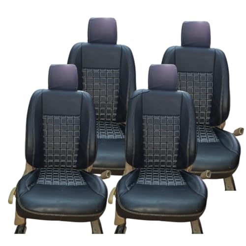 Image of AUTOXYGEN Car PU Leather Luxury seat Cover Front & Rear Accessories for Swift Dzire Till 2016 (Black With Silver Stitch, 1002)
