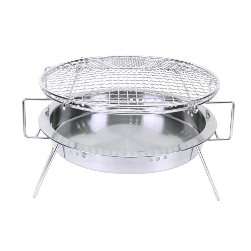Barbecue au Charbon de Bois Pliant Rond en Acier Inoxydable Grand Format 30x19.5cm pour Camping - 6