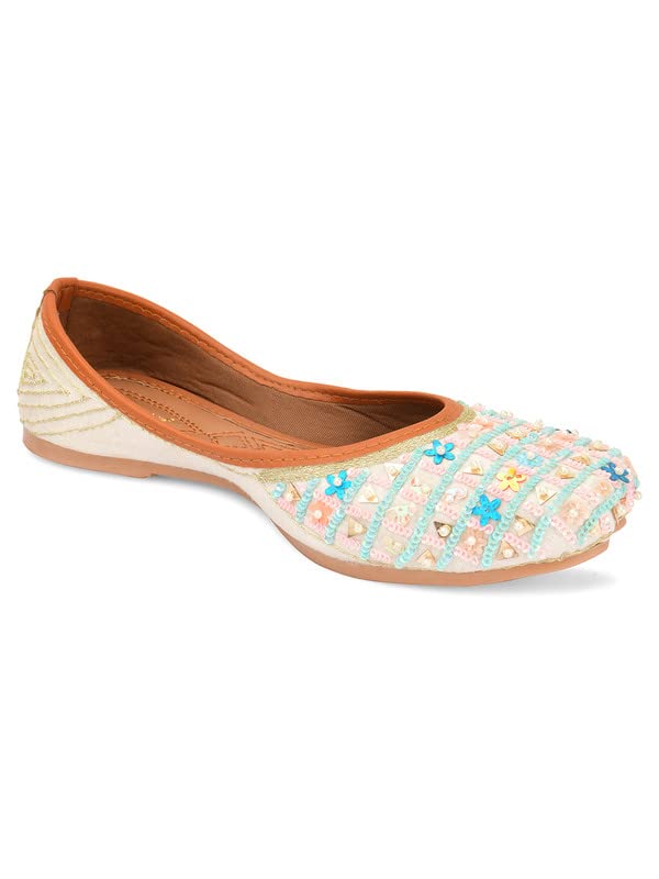 desi colour Mojari Punjabi Jutti for Women Ethnic Footwear- Hand Embroidered2-picture-41