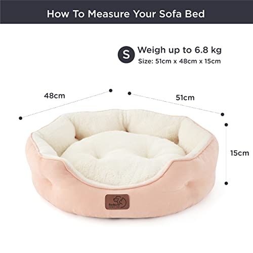 BEDSURE Katzenbett waschbar Katzen Bettchen - 51x48x15cm Katzenkorb mit zweiseitig Innenkissen Katzenschlafplatz für Katzen oder kleine Hunde, rosa