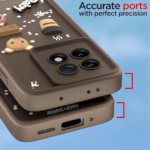 Image of Pikkme Back Cover for OnePlus 11R 5G | Cute Fun Cartoon 3D Bear Silicone Full Body Protection Bumper Cover (Brown)