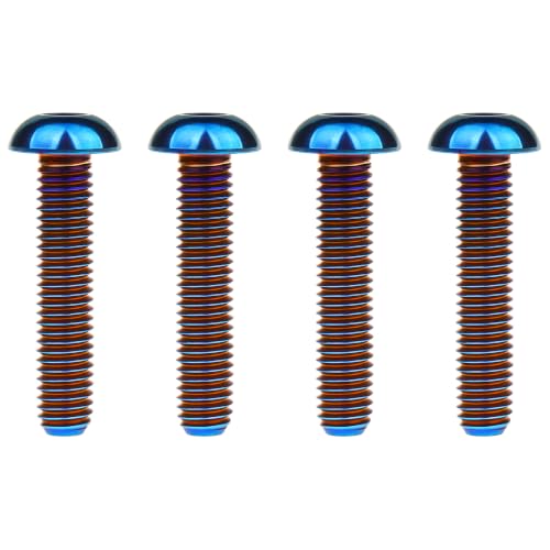 Image of Titanium Bolt M4x6 8 10 12 15 20mm Hex Head Screws for Bicycle Pack of 4 (Burnt Blue, M4x20mm)