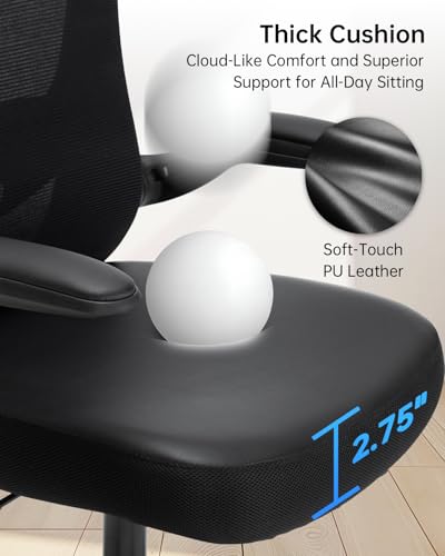 Image of Drafting Chair Tall Office Chair with Flip-up Arms Adjustable Height Standing Desk Chair with Lumbar Support and Footrest Ring Ergonomic Executive Computer Chair Swivel Drafting Stool for Work /Drawing